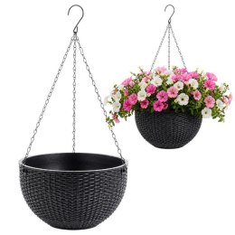 Doniczka wisząca szara duża Rattan Design 26 cm ROS10GRAF