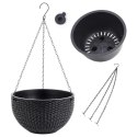 Doniczka wisząca szara duża Rattan Design 26 cm ROS10GRAF