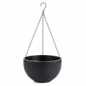 Doniczka wisząca szara duża Rattan Design 26 cm ROS10GRAF