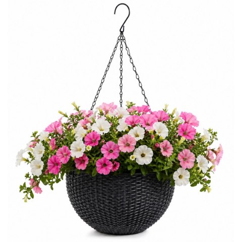 Doniczka wisząca szara duża Rattan Design 26 cm ROS10GRAF