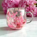 Szklanka termiczna z kwiatami w środku, gipsówka hortensje róż 300 ml 1szt SZK182