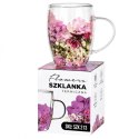 Szklanka termiczna z kwiatami w środku, wrzos, różowa hortensja 300 ml 1szt SZK213