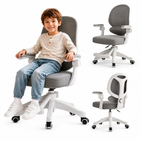 Fotel gamingowy, obrotowy do biurka dziecięcego KIDS GRAY KO53SZ