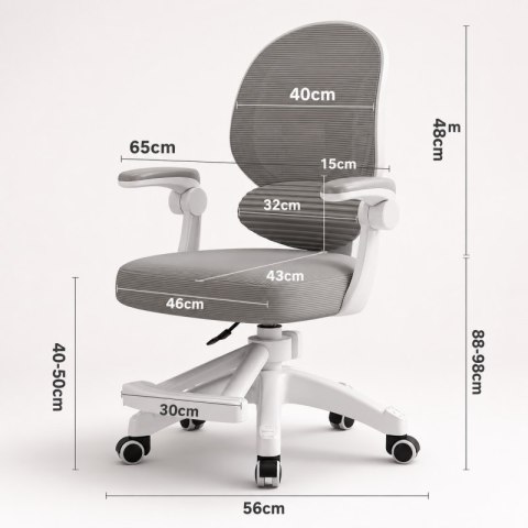 Fotel gamingowy, obrotowy do biurka dziecięcego KIDS GRAY KO53SZ