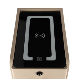 Szafka nocna szuflady oświetlenie LED USB ładowanie głośnik Bluetooth beżowa