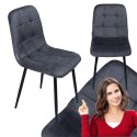 Krzesło tapicerowane welurowe do salonu jadalni velvet loft grafitowe