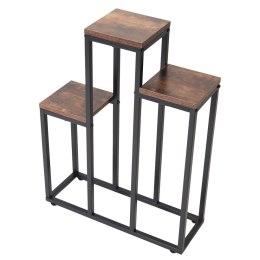 Kwietnik stojący metalowy piętrowy stojak na 3 kwiaty regał dąb antyczny