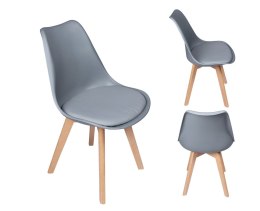 Nowoczesne krzesło z poduszką w stylu skandynawskim do salonu jadalni kuchni szare