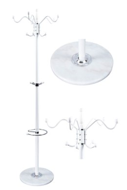 Nowoczesny podłogowy stojący obrotowy wieszak na ubrania marmurowa podstawa biały