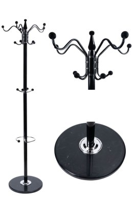 Nowoczesny podłogowy stojący obrotowy wieszak na ubrania marmurowa podstawa czarny