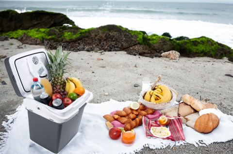 Przenośna lodówka turystyczna USB 29l grafitowa z wyświetlaczem + wkład gratis