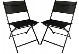 Zestaw 2 krzeseł - nowoczesne składane metalowe krzesło ogrodowe czarne
