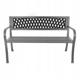 Ażurowa ławka ogrodowa z oparciem parkowa metalowa taras balkon grafitowa