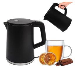Czajnik elektryczny bezprzewodowy mały turystyczny 1500W 1.2l obrotowy czarny