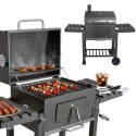 Duży grill węglowy ogrodowy ruszt z pokrywą popielnik termometr otwieracz
