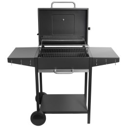 Duży grill węglowy ogrodowy ruszt z pokrywą szuflada na popiół termometr