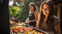 Duży grill węglowy ogrodowy ruszt z pokrywą szuflada na popiół termometr