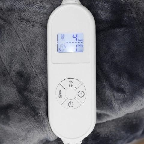 Duży miękki dwuosobowy koc elektryczny 160x180 mata grzewcza pilot timer