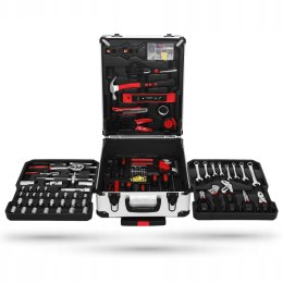 Duży zestaw narzędzi metalowa walizka na kółkach narzędziowa 189 elementów klucze wkrętaki bity