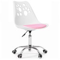 Ergonomiczny fotel obrotowy krzesło biurowe dla dzieci biało-różowe