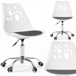 Ergonomiczny fotel obrotowy krzesło biurowe dla dzieci biało-szare