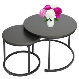 Nowoczesne stoliki kawowe okrągłe zestaw 2w1 loft industrial ława stół stolik grafitowy