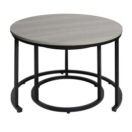 Nowoczesne stoliki kawowe okrągłe zestaw 2w1 loft industrial ława stół stolik jasny popiel