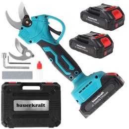 Ogrodowy sekator akumulatorowy elektryczny do gałęzi 2 akumulatory niebieski