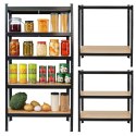 Regał magazynowy metalowy czarny 2w1 5 jasnych półek 150x75x30 cm