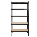 Regał magazynowy metalowy czarny 2w1 5 jasnych półek 150x75x30 cm