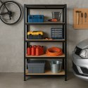 Regał magazynowy metalowy czarny 2w1 5 jasnych półek 150x75x30 cm