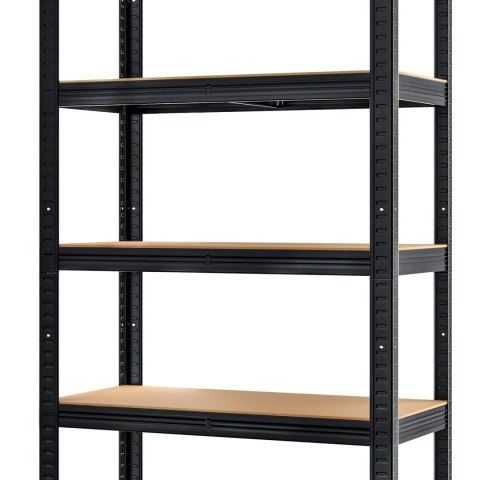Regał magazynowy metalowy czarny 2w1 5 jasnych półek 150x75x30 cm