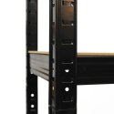 Regał magazynowy metalowy czarny 2w1 5 jasnych półek 150x75x30 cm