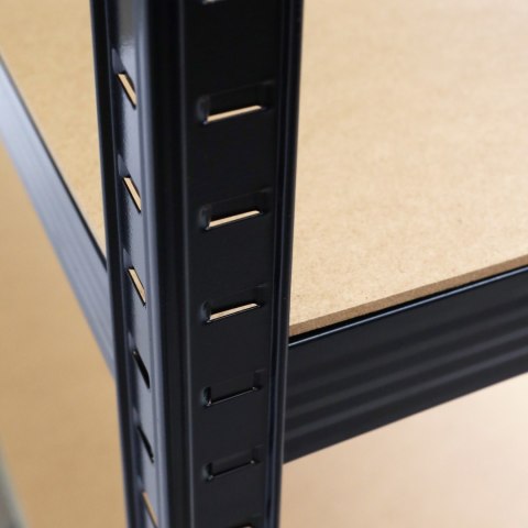 Regał magazynowy metalowy czarny 2w1 5 jasnych półek 150x75x30 cm