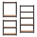 Regał magazynowy metalowy czarny 2w1 5 jasnych półek 150x75x30 cm