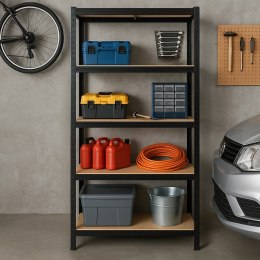 Regał magazynowy metalowy czarny 2w1 5 jasnych półek 180x90x40 cm