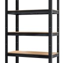 Regał magazynowy metalowy czarny 2w1 5 jasnych półek 180x90x40 cm