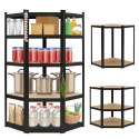 Regał magazynowy narożny metalowy czarny 2w1 5 półek 180x90x90x40 cm