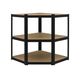 Regał magazynowy narożny metalowy czarny 2w1 5 półek 180x90x90x40 cm
