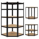 Regał magazynowy narożny metalowy czarny 2w1 5 półek 180x90x90x40 cm