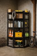Regał magazynowy narożny metalowy czarny 2w1 5 półek 180x90x90x40 cm