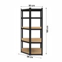 Regał magazynowy narożny metalowy czarny 2w1 5 półek 180x90x90x40 cm