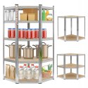 Regał magazynowy narożny metalowy srebrny 5 półek 2w1 180x90x90x40 cm
