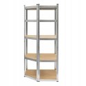 Regał magazynowy narożny metalowy srebrny 5 półek 2w1 180x90x90x40 cm