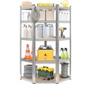 Regał magazynowy narożny metalowy srebrny 5 półek 2w1 180x90x90x40 cm