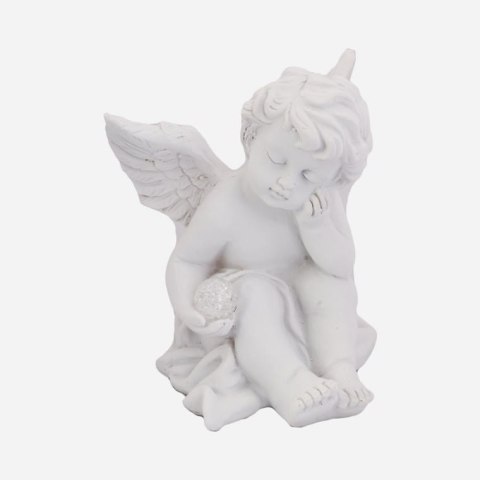 Aniołek z Kryształową Kulą Światła - Dekoracja Nagrobna 10 cm