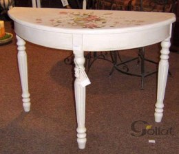 Biała Konsola Prowansalska z Ręcznie Malowanymi Kwiatami