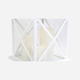 Biała Latarnia Dekoracyjna z Trzema Świecami LED GOLIAT