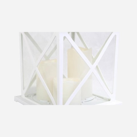 Biała Latarnia Dekoracyjna z Trzema Świecami LED GOLIAT