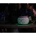 Biały Ceramiczny Świecznik z Solarną Lampą LED Zmieniającą Kolor